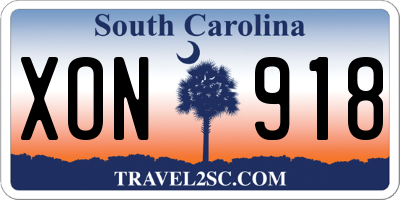 SC license plate XON918