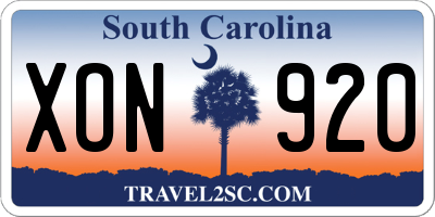 SC license plate XON920