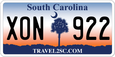 SC license plate XON922