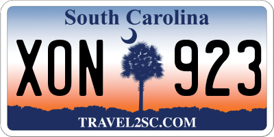 SC license plate XON923