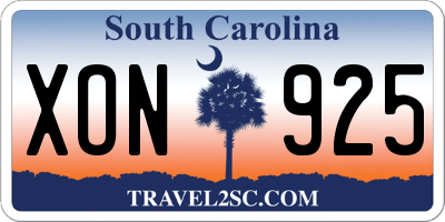 SC license plate XON925