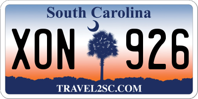 SC license plate XON926