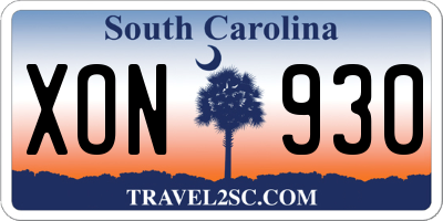 SC license plate XON930