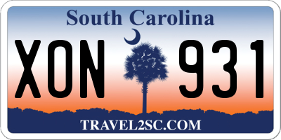 SC license plate XON931