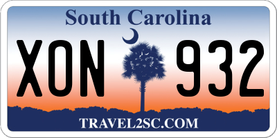 SC license plate XON932