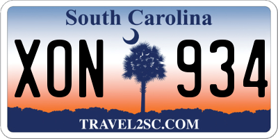 SC license plate XON934