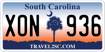 SC license plate XON936