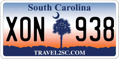 SC license plate XON938