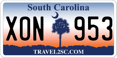 SC license plate XON953