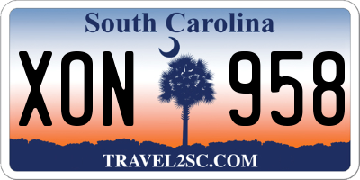 SC license plate XON958