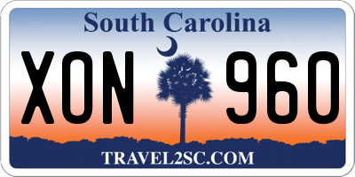 SC license plate XON960