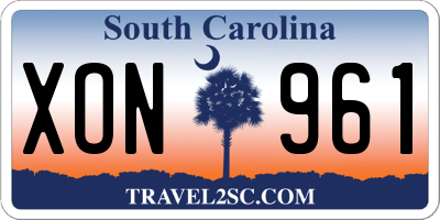 SC license plate XON961