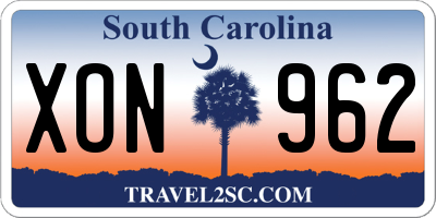 SC license plate XON962