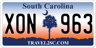 SC license plate XON963