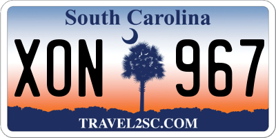 SC license plate XON967