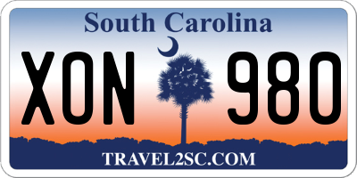 SC license plate XON980