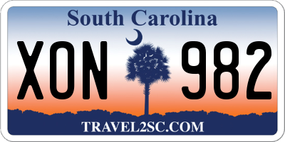 SC license plate XON982