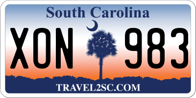 SC license plate XON983