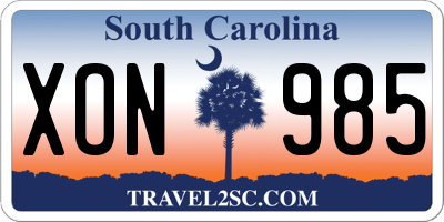 SC license plate XON985