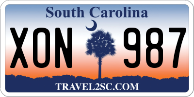 SC license plate XON987