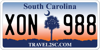 SC license plate XON988