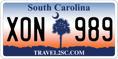 SC license plate XON989