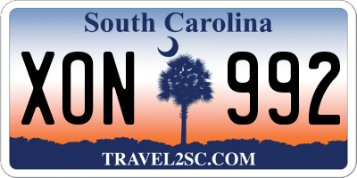 SC license plate XON992
