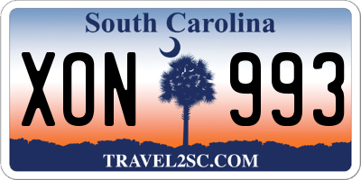 SC license plate XON993
