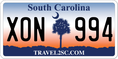 SC license plate XON994