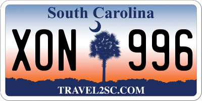 SC license plate XON996