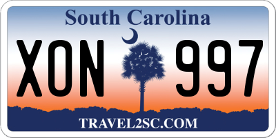 SC license plate XON997