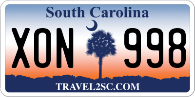 SC license plate XON998