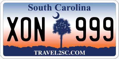 SC license plate XON999