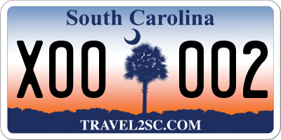 SC license plate XOO002
