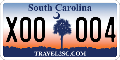 SC license plate XOO004