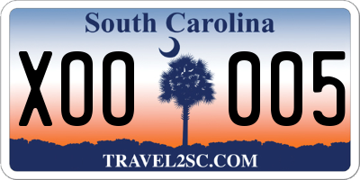 SC license plate XOO005