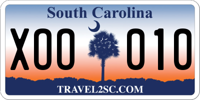 SC license plate XOO010