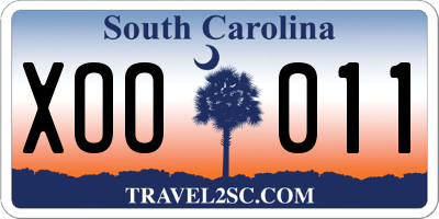 SC license plate XOO011