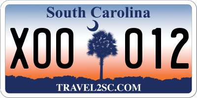 SC license plate XOO012
