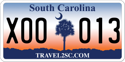 SC license plate XOO013