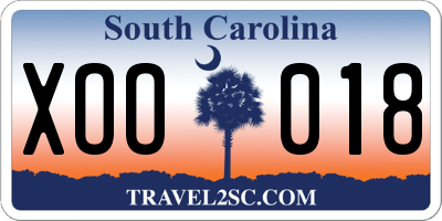 SC license plate XOO018