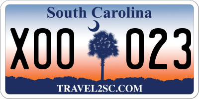 SC license plate XOO023