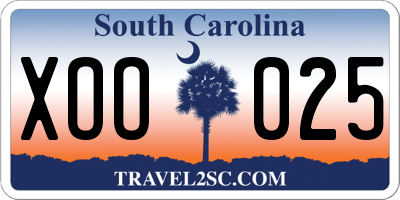 SC license plate XOO025