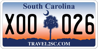 SC license plate XOO026