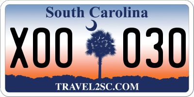 SC license plate XOO030