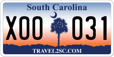 SC license plate XOO031
