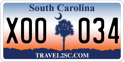 SC license plate XOO034