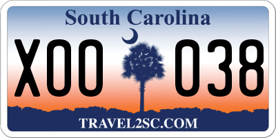 SC license plate XOO038