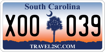 SC license plate XOO039