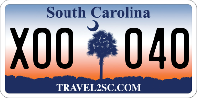 SC license plate XOO040